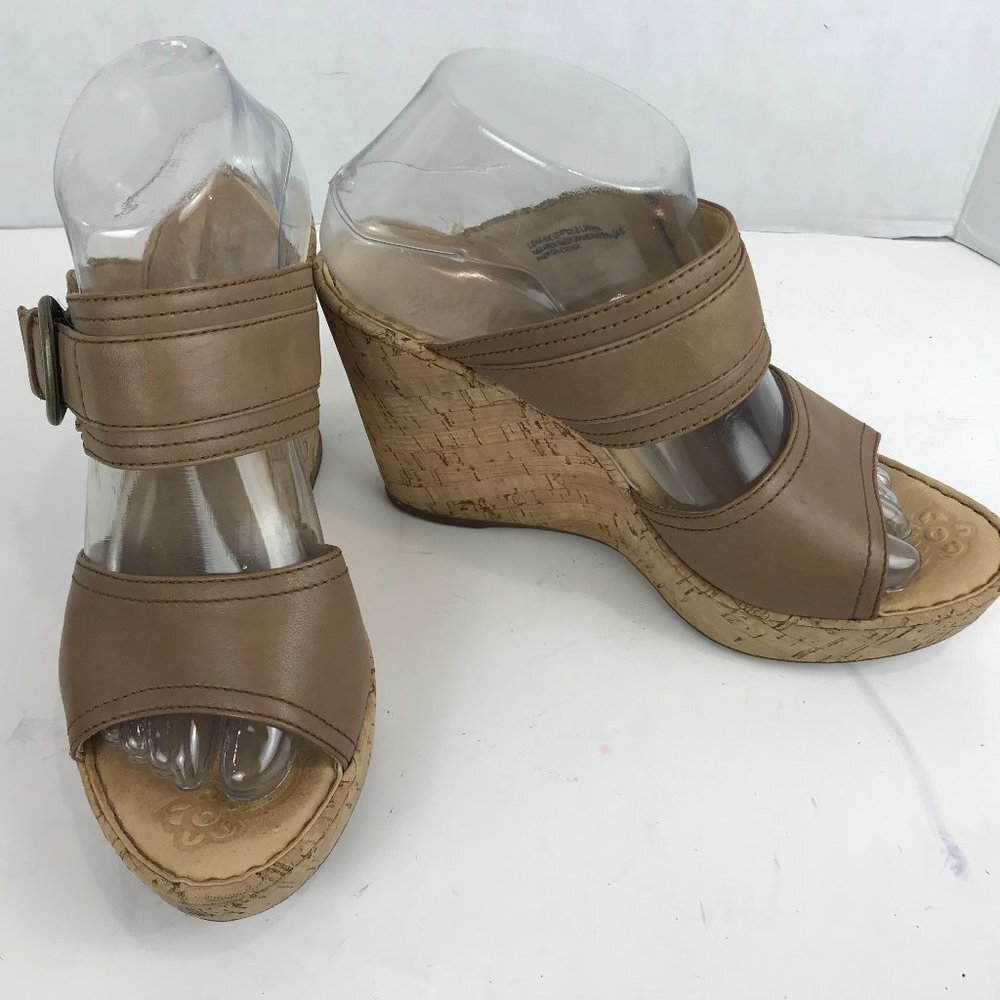 Born leather cork wedge platform sandal US 9